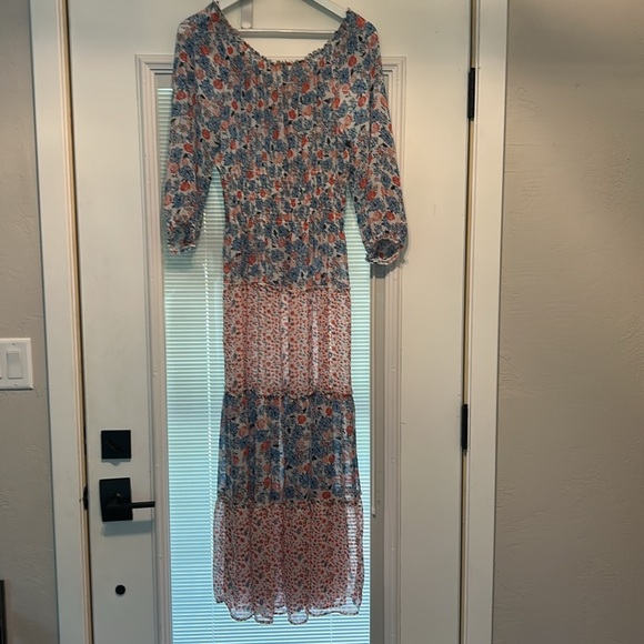 Anthro Fig & Flower Long Sleeve Floral Smocked Tiered Boho Peasant Maxi Dress L - Picture 9 of 17